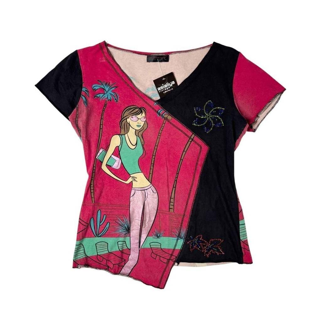 Custo Barcelona asymmetrical graphic tee